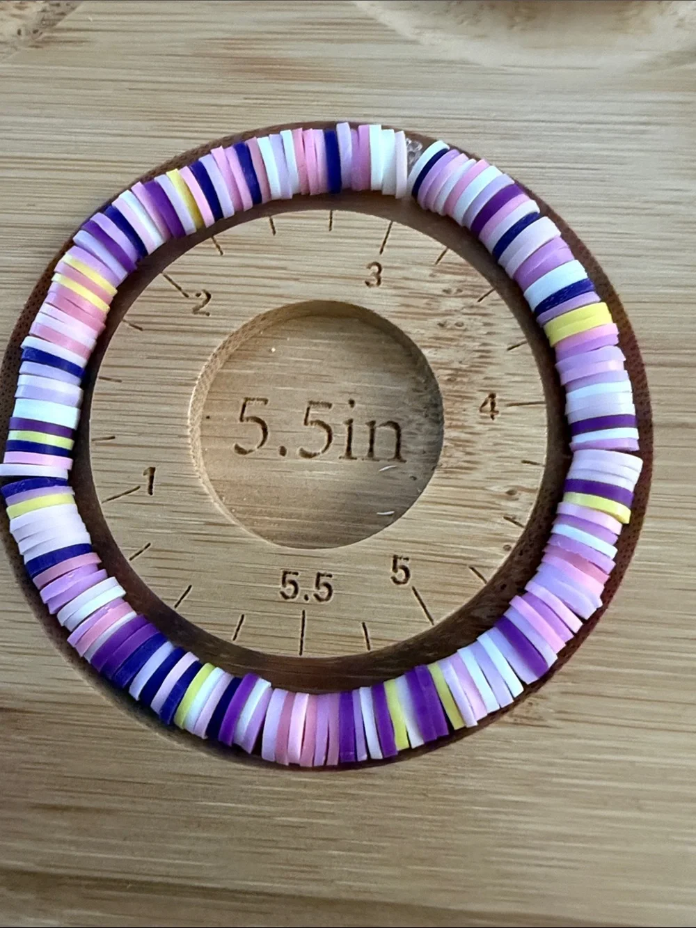 Pastel Pink & Purple Disc Bead Stretch Bracelet